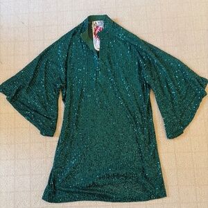 La Vie Style House Green Sequin Mini Caftan